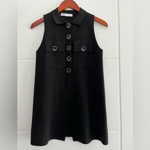 Zara Black Knit Vest with Button Accents